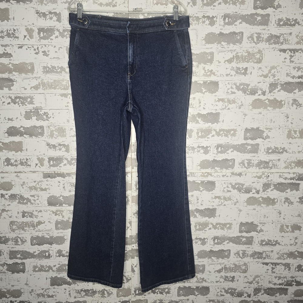 Talbots Jeans Womens 10 Flare Leg High Waist Gianna Dark Blue Wash Stretch Denim